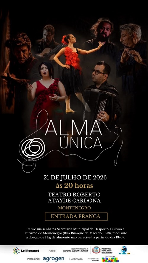Espetáculo “Alma Única” será apresentado dia 21