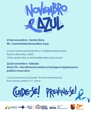 Novembro Azul terá caminhada e atendimento especial