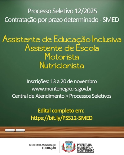 Prefeitura abre seleção para 139 vagas na Educação