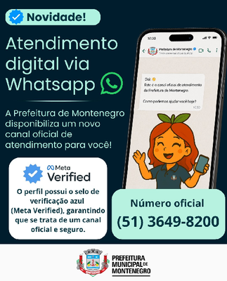 Prefeitura de Montenegro amplia atendimento à população pelo WhatsApp