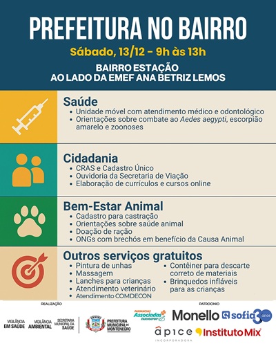 Prefeitura leva serviços e atrações ao bairro Estação dia 13