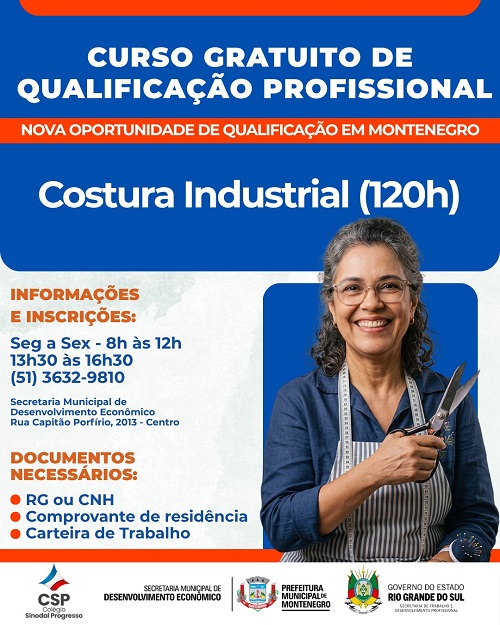 Prefeitura oferece curso gratuito de Costura Industrial