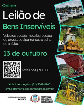 Prefeitura realiza leilão eletrônico dia 13 de outubro