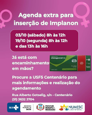 Saúde amplia acesso ao Implanon com agenda extra
