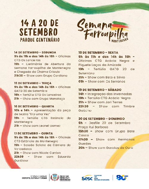 Semana Farroupilha começa hoje no Parque Centenário