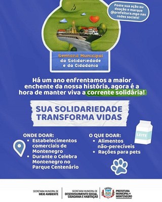 Semana Municipal da Solidariedade e Cidadania em maio