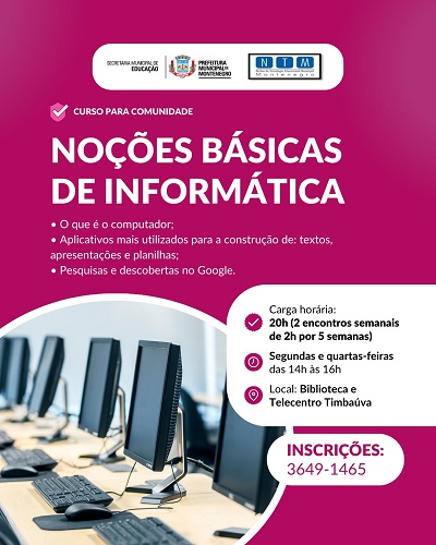 SMED oferece cursos gratuitos para comunidade e educadore