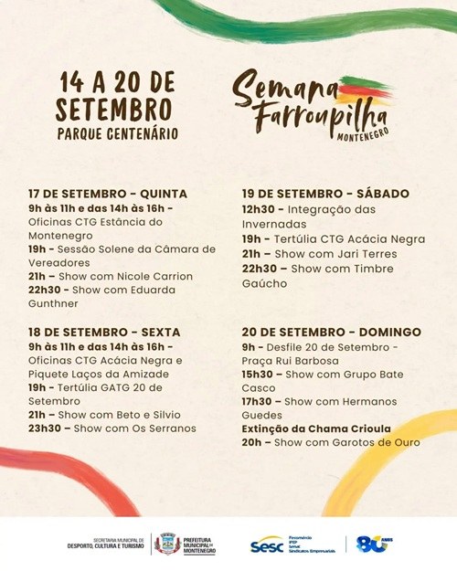 Semana Farroupilha começa hoje no Parque Centenário