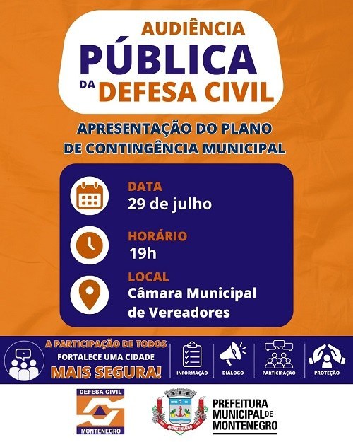 Audiência Pública sobre o Plano de Contingência Municipal ocorre na próxima semana