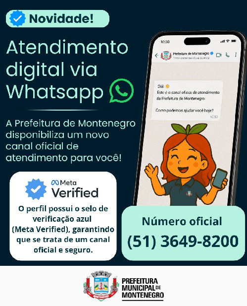 Prefeitura de Montenegro amplia atendimento à população pelo WhatsApp